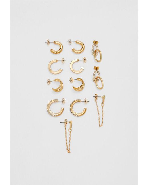 Set 6 Orecchini Strass E Cerchi di Stradivarius in White