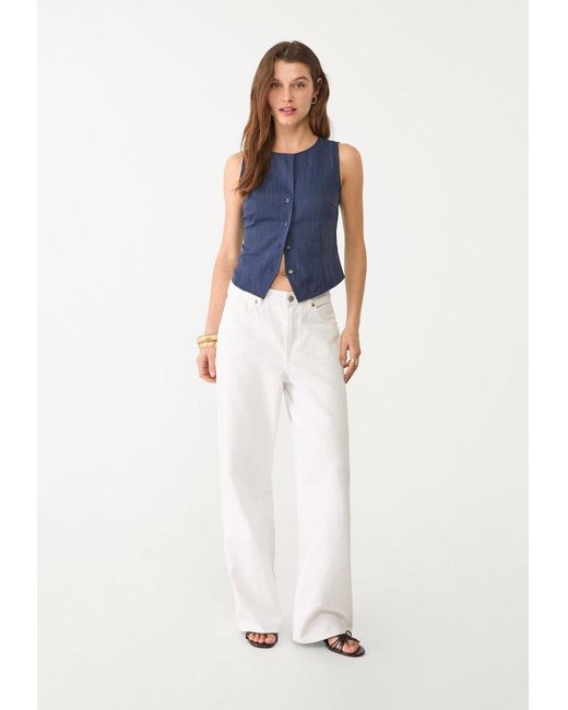 Top Bottoni Texture di Stradivarius in White
