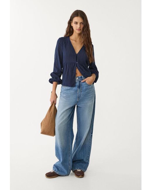 Blusa Morbida Merletti di Stradivarius in Blue
