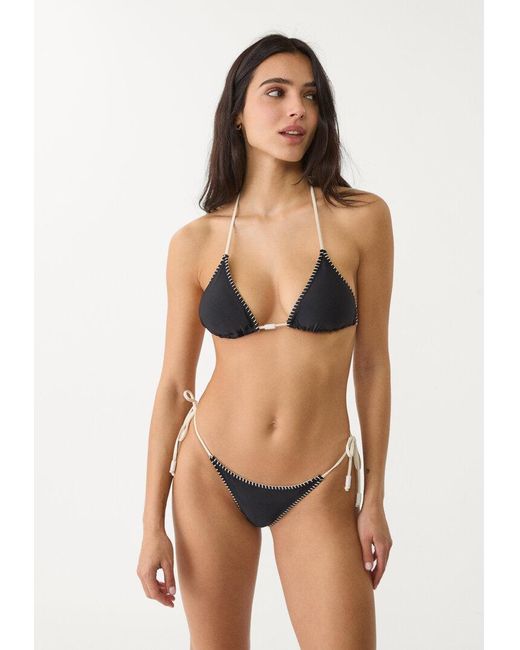 Top Bikini A Triangolo Ricamo di Stradivarius in Natural