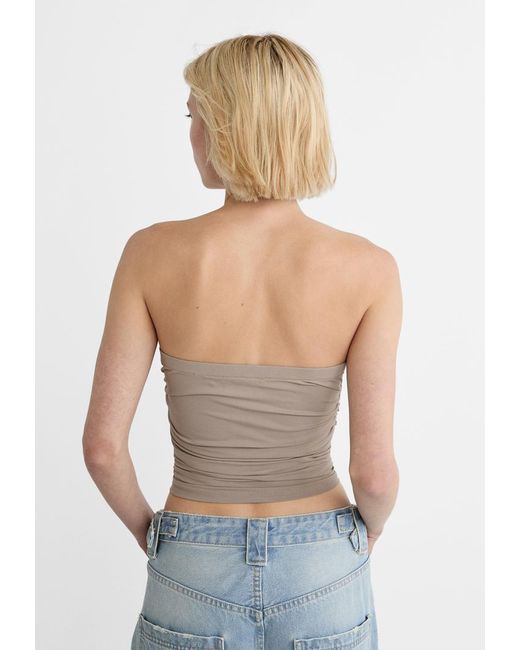 Top A Fascia Con Risvolto Effetto Arricciato di Stradivarius in Gray