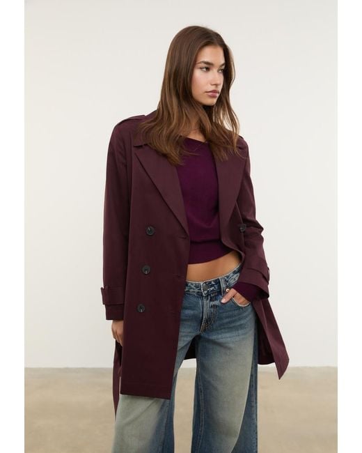 Trench Basico Regolare Cintura di Stradivarius in Blue