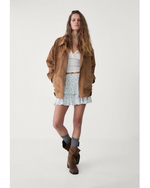 Gonna Pantalone Mini Volant di Stradivarius in Natural
