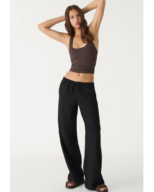 Pantaloni Lacci Misto Lino di Stradivarius in White