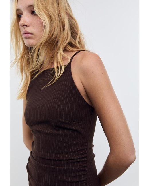 Vestito Halter Midi A Righe di Stradivarius in Purple