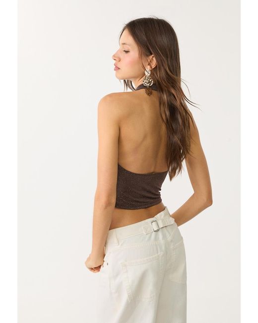 Top Halter Brillantini di Stradivarius in Brown