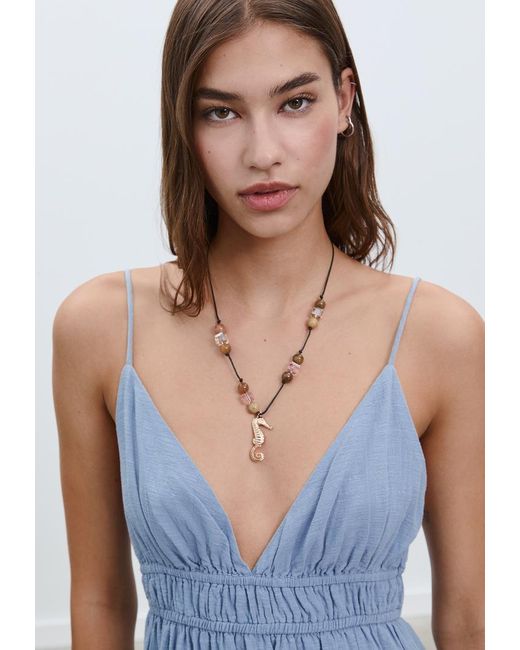 Abito Corto E Fluido Con Lacci Sulla Schiena di Stradivarius in Blue