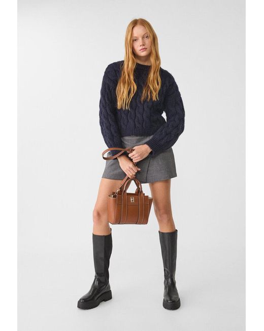 Borsa Tote Con Chiusura di Stradivarius in Brown