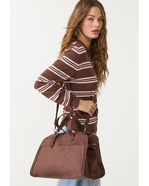 Tote Bag Effetto Camoscio di Stradivarius in Brown