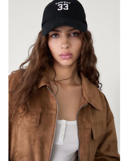 Giacca Fibbie Effetto Camoscio di Stradivarius in Brown