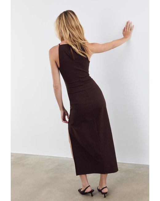Vestito Halter Midi A Righe di Stradivarius in Purple