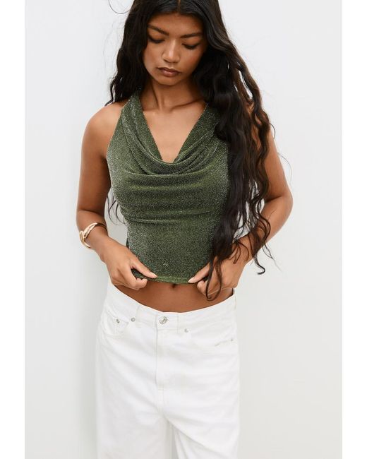Top Halter Brillantini di Stradivarius in White