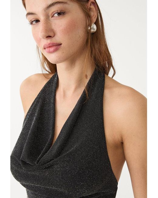Top Halter Brillantini di Stradivarius in Black