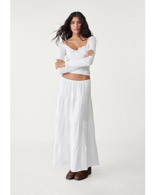 Gonna Lunga Fluida di Stradivarius in White