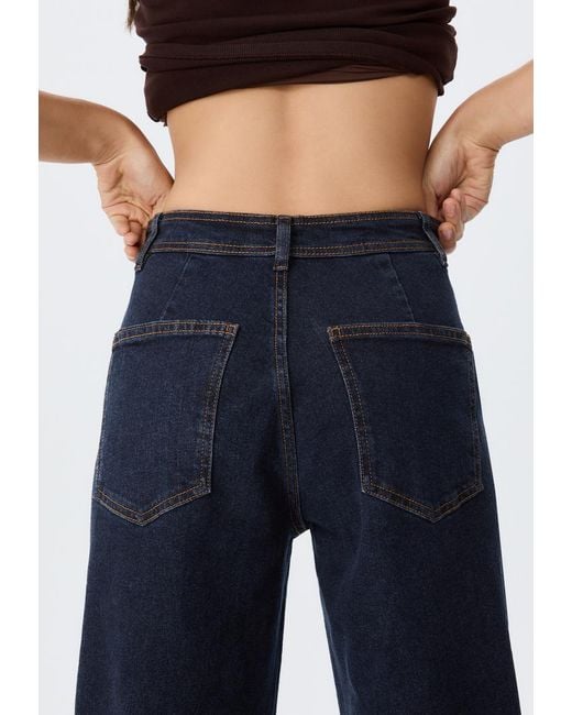 D63 Jeans Gamba Larga Cuciture di Stradivarius in Blue