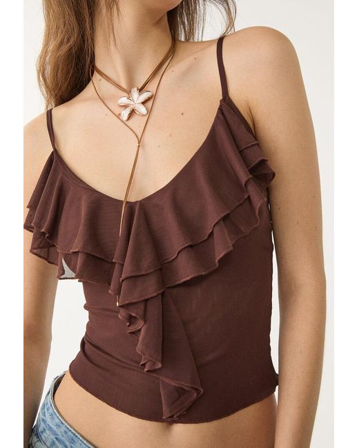 Top Tulle Con Volant di Stradivarius in Blue
