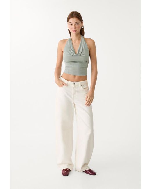 Top Halter Brillantini di Stradivarius in Gray