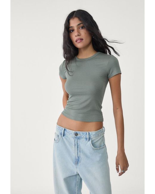 Maglietta A Maniche Corte A Costine di Stradivarius in Gray