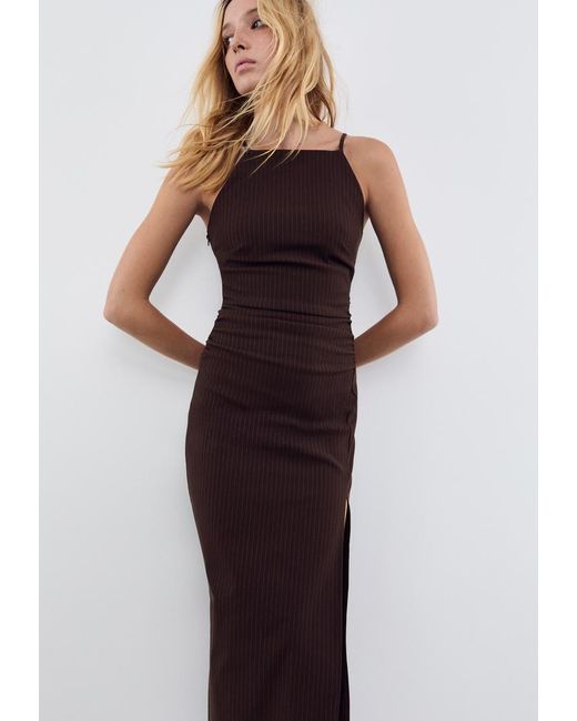 Vestito Halter Midi A Righe di Stradivarius in Purple
