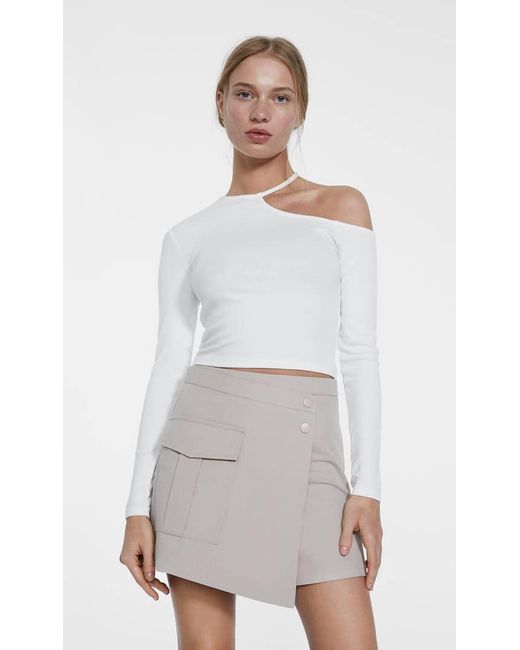 Stradivarius Cargo Skort in White Lyst UK