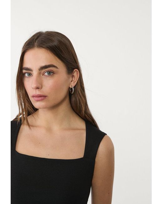 Vestito Midi Scollo Quadrato di Stradivarius in Black