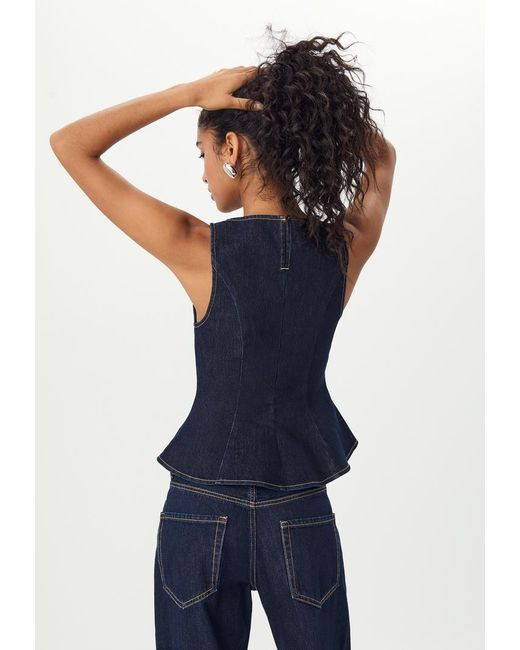 Top Denim Baschina Senza Maniche di Stradivarius in Blue
