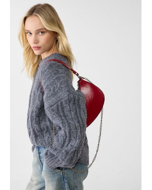 Borsa A Spalla A Mezzaluna di Stradivarius in Red