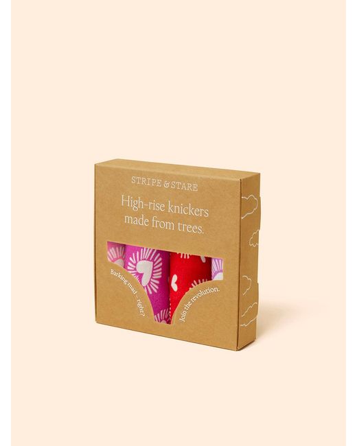 Stripe & Stare Pink High Rise Knicker Four Pack