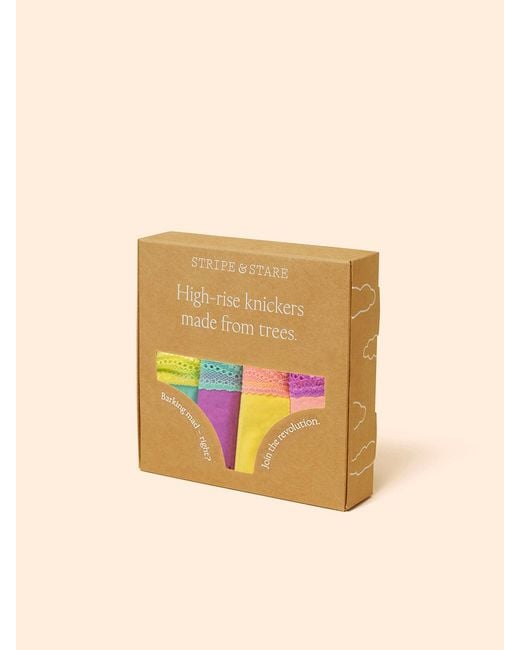 Stripe & Stare Pink High Rise Knicker Four Pack