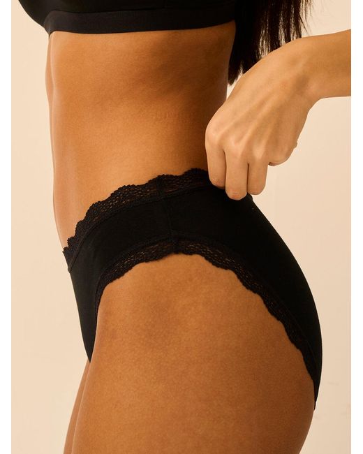 Stripe & Stare Black Mid Rise High Leg Knicker