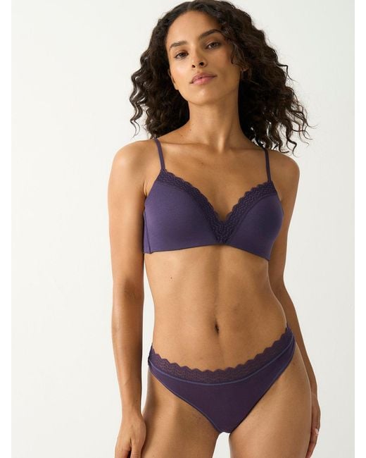 Stripe & Stare Blue Zigzag Lace Thong