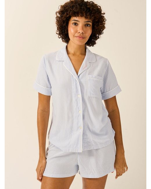 Stripe & Stare Natural Soft Brushed Woven Short Sleeve Pyjama Top