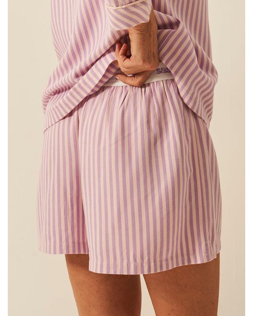 Stripe & Stare Pink Soft Brushed Woven Pyjama Shorts