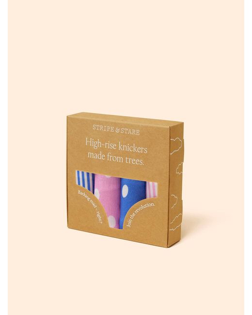 Stripe & Stare Pink High Rise Knicker Four Pack