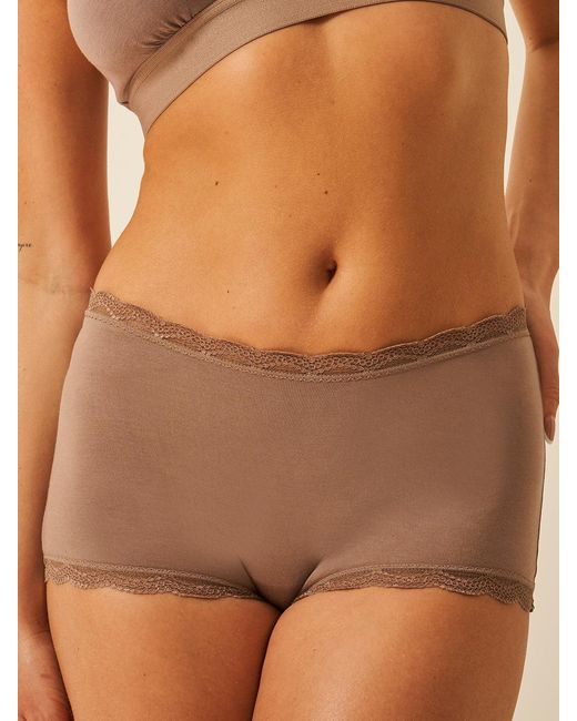 Stripe & Stare Brown Taupe Hipster Knickers Soft Underwear
