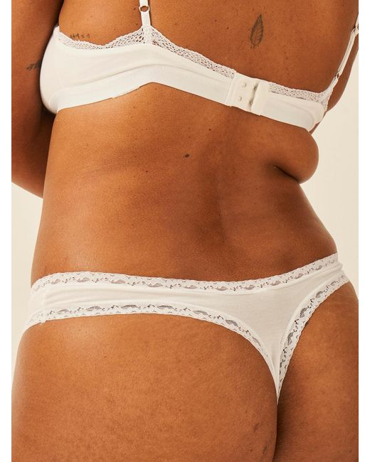 Stripe & Stare White Thong