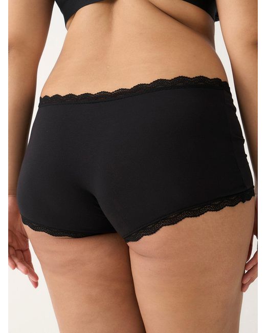 Stripe & Stare Black Lace Trim Hipster Knickers