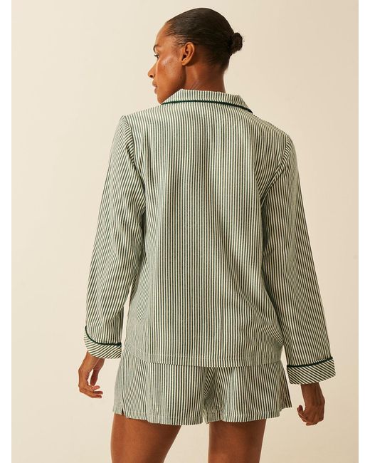 Stripe & Stare Green Soft Brushed Woven Pyjama Top