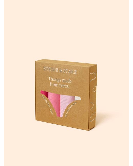 Stripe & Stare Pink Thong Four Pack