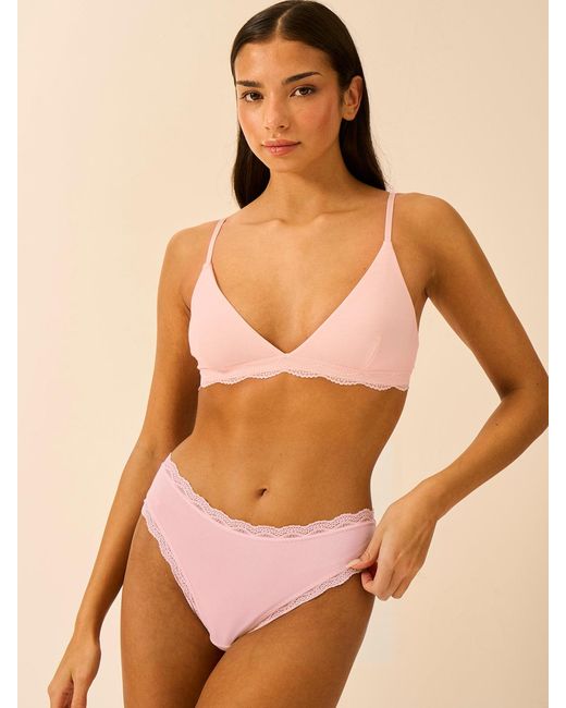 Stripe & Stare Natural Mid Rise High Leg Knicker