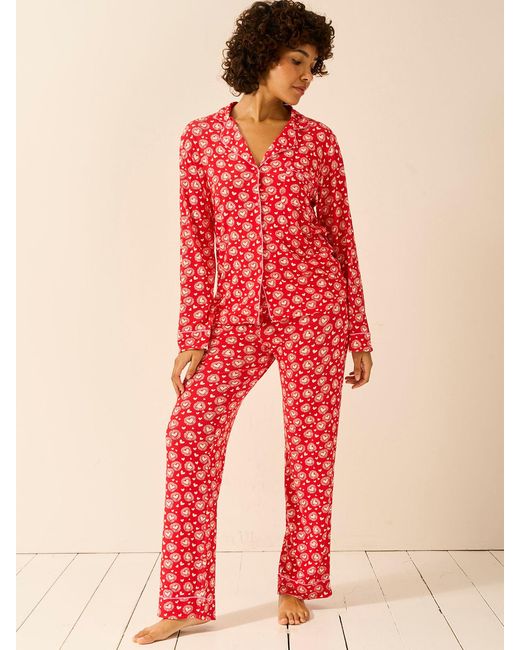 Stripe & Stare Red Long Pyjama Set