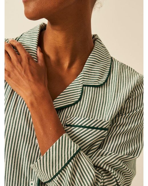Stripe & Stare Green Soft Brushed Woven Pyjama Top