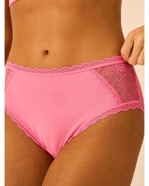 Stripe & Stare Pink Eco Lace High Rise Knicker Four Pack
