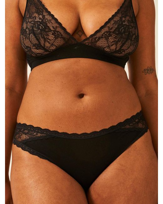 Stripe & Stare Black Eco Lace Original Knicker Four Pack