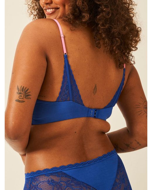 Stripe & Stare Blue Eco Lace Triangle Bra