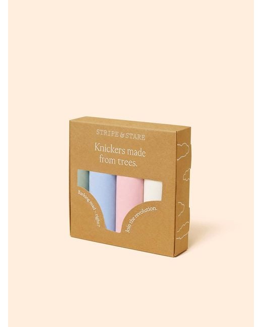 Stripe & Stare Multicolor Mid Rise High Leg Knicker Four Pack