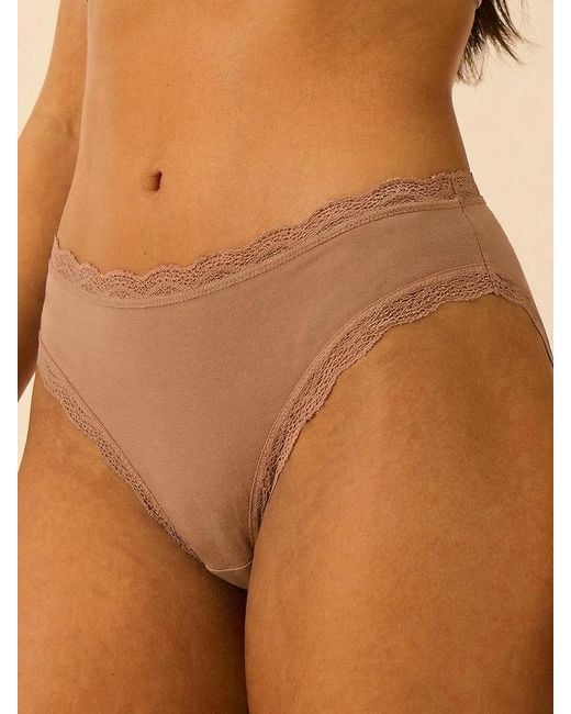 Stripe & Stare Natural Mid Rise High Leg Knicker