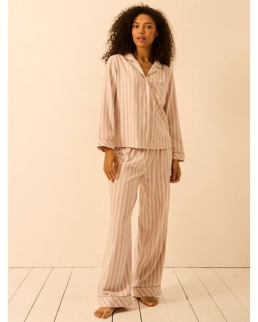 Stripe & Stare Brown Soft Brushed Woven Pyjama Top