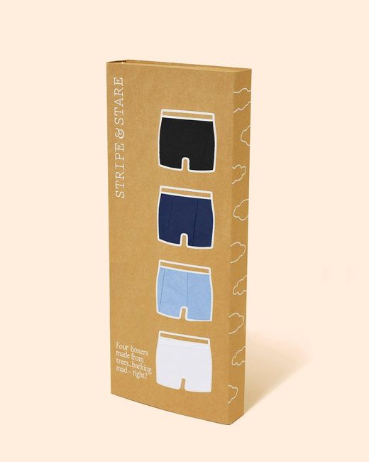 Stripe & Stare Blue Boxer Four Pack