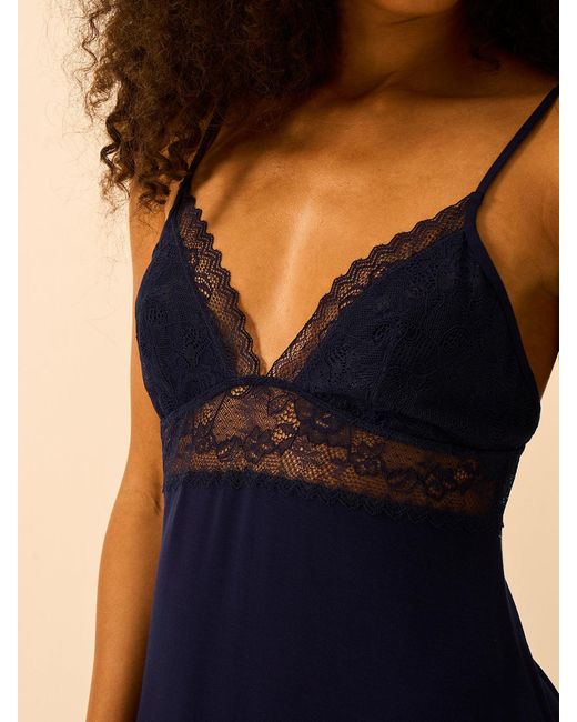 Stripe & Stare Blue Eco Lace Slip Dress